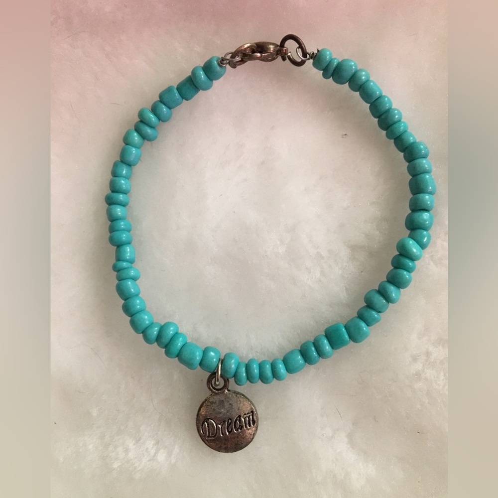 Turquoise Beaded Bracelet with Charm
